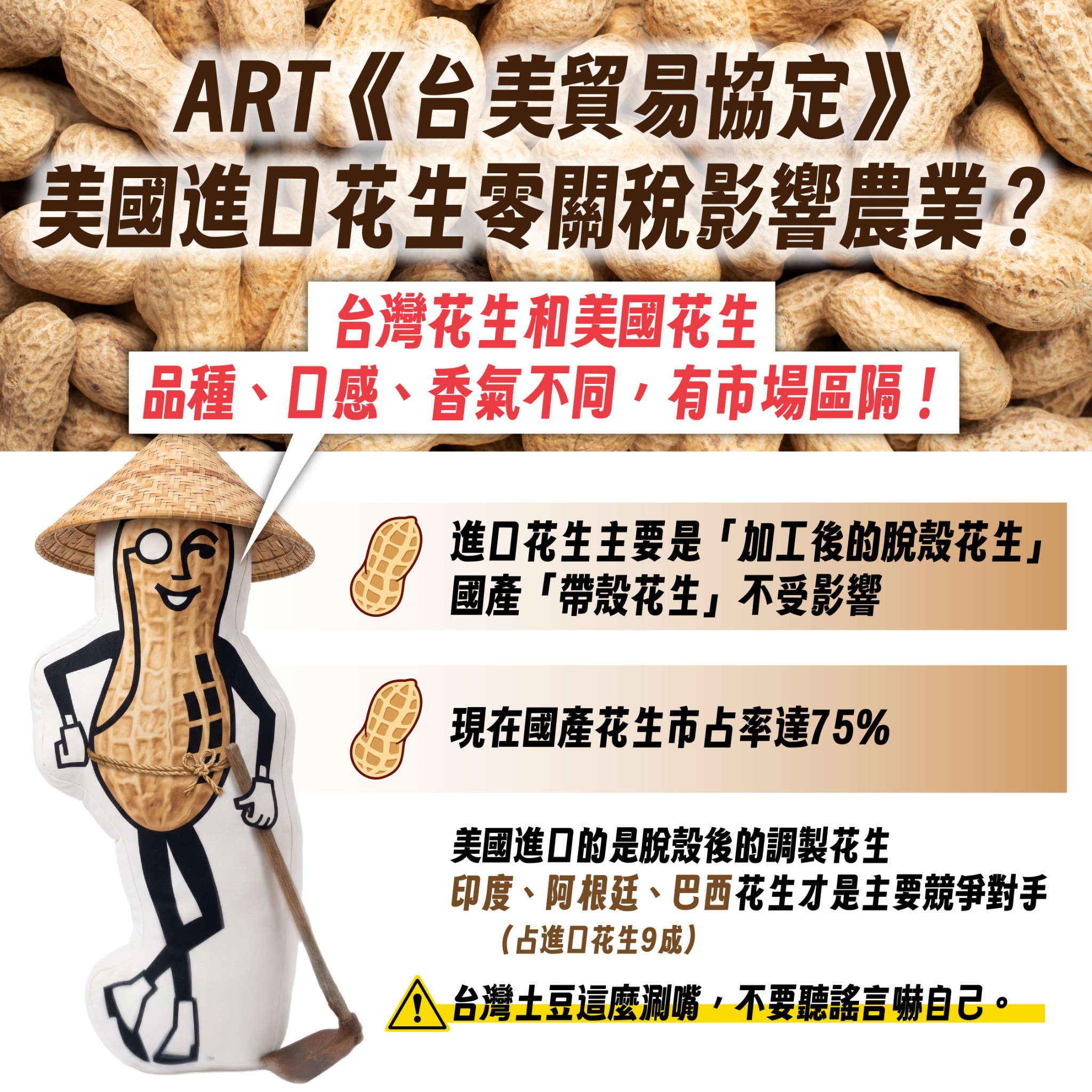 台美貿易協定不會重創台灣花生產業！請支援澄清！